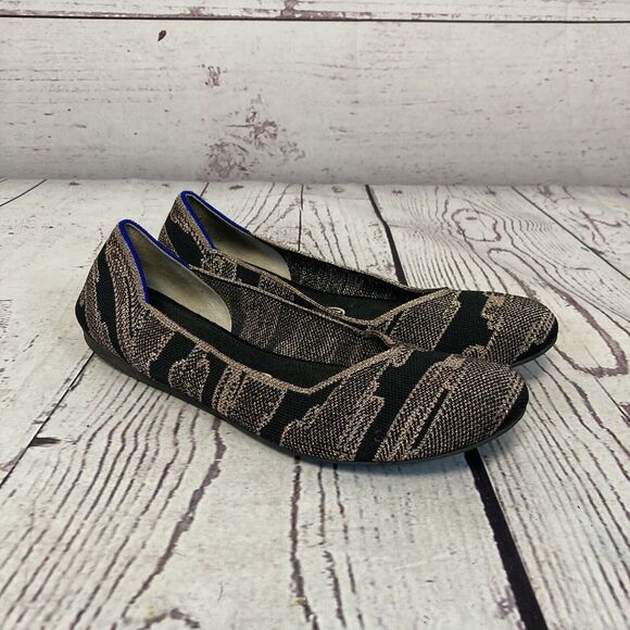 Rothy’s Shoes - Rothys Ballet Flats Womens 10 Black Gold Shimmer Round Toe Comfort Classic